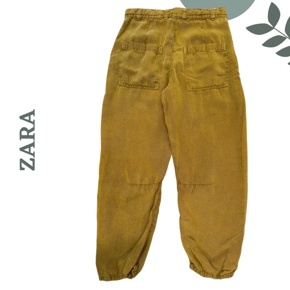 🛍️3/$40 ZARA Mustard Yellow Linen Blend Jogger Pants – Relaxed Fit Size XS - Picture 2 of 4